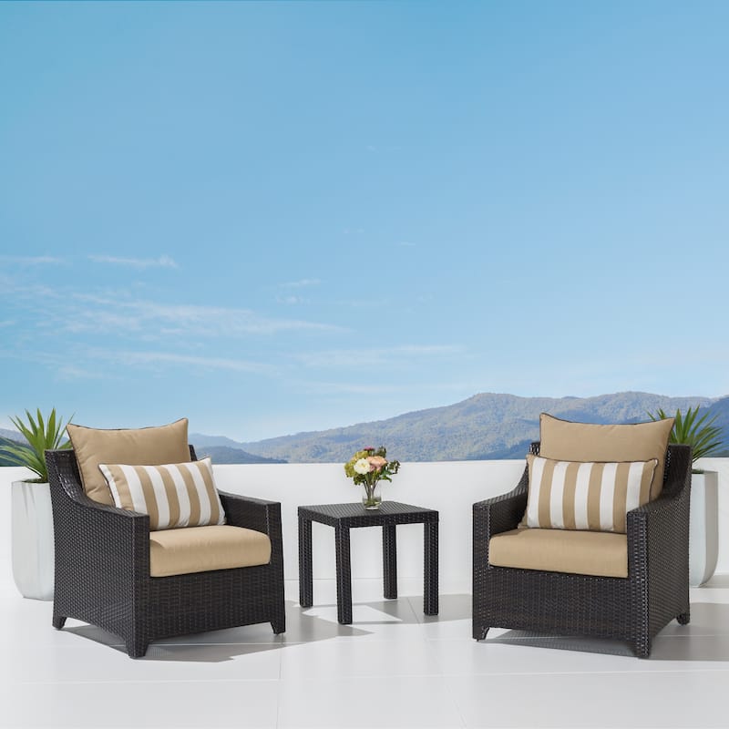Deco 3 Piece Aluminum Outdoor Patio Club Chairs & Side Table