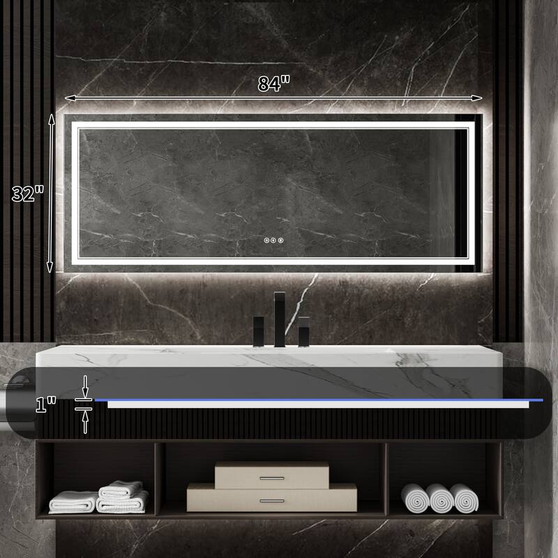 Modland LED Bathroom Vanity Mirror Anti-Fog Tempered Glass Dimmable