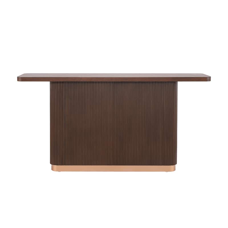 Console Table for Entryway, Ash Veneer Top, Fluted Base with Metal Accent, Modern Hallway Table