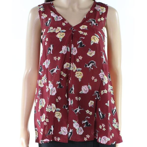 Shop Weekend Maxmara Red Womens Size Xs Cat Printed V Neck Blouse