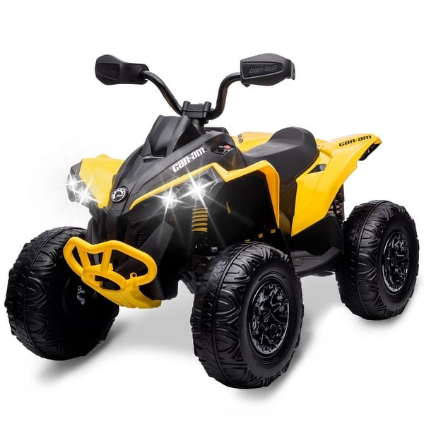 slide 2 of 30, 12V Kids ATV, Bombardier Licensed Ride on Toy Car Yellow