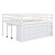 preview thumbnail 5 of 7, White Full Size Solid Wood Loft Bed with Retractable Writing Desk and Side Movable Desk, 4 Drawers, Open Shelves