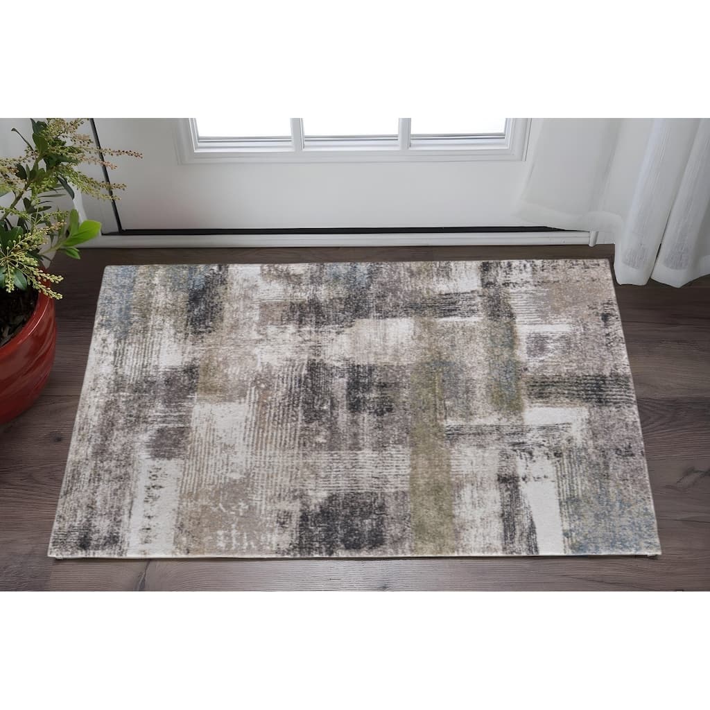 HomeRoots Abstract Industrial Rectangle Area Rug