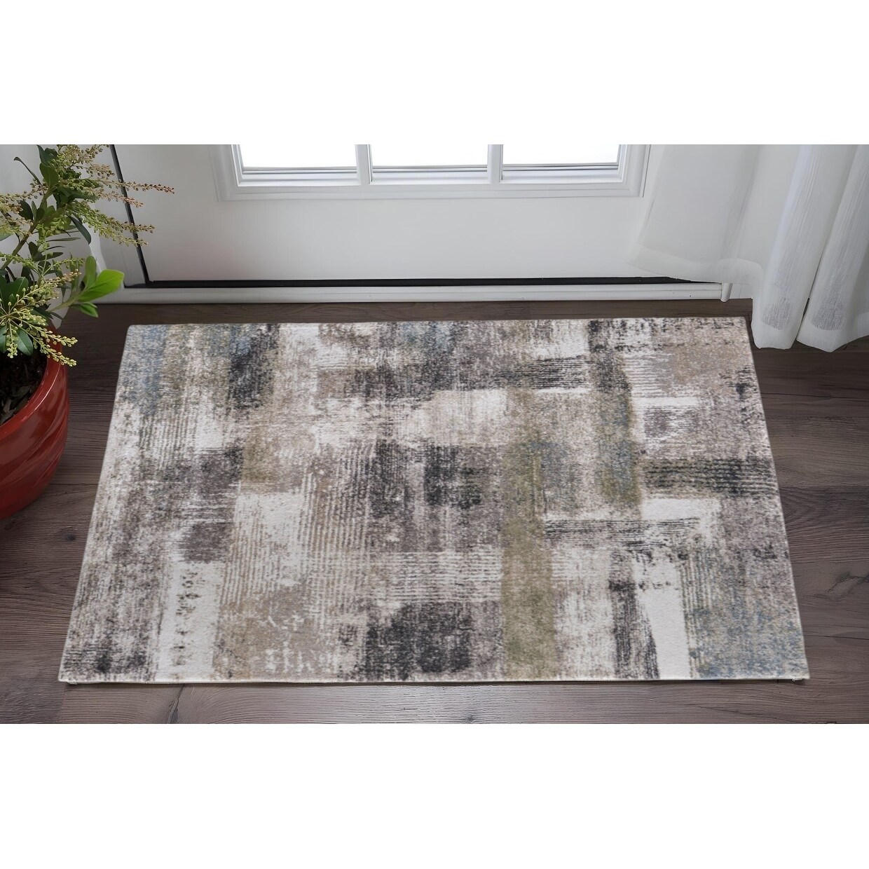 HomeRoots Alru Abstract Industrial Rectangle Area Rug