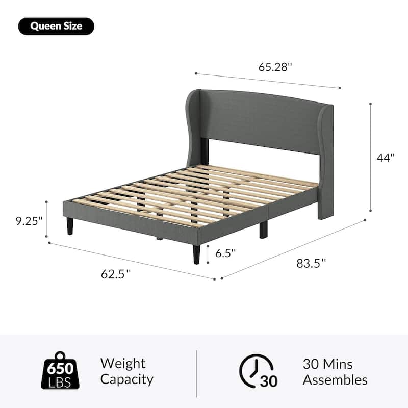Gerald Traditional Upholstered Wingback Platform Bed By HULALA HOME