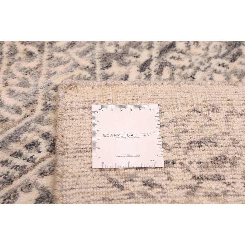 ECARPETGALLERY Hand Loomed Elysian Dark Grey Wool Rug - 8'1 x 9'11