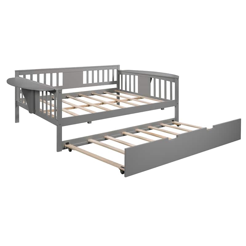 Wooden Daybed with Trundle Bed, Sofa Bed for Bedroom or Living Room
