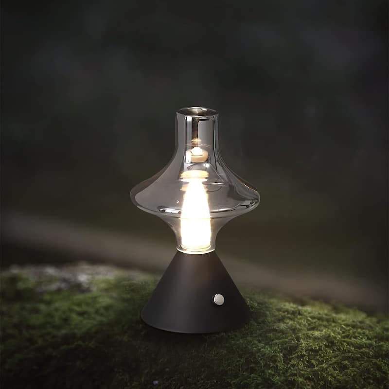 Built-In Battery Mushroom Glass Desk Lamp Rechargeable Integrated LED Bedside Table Lamp