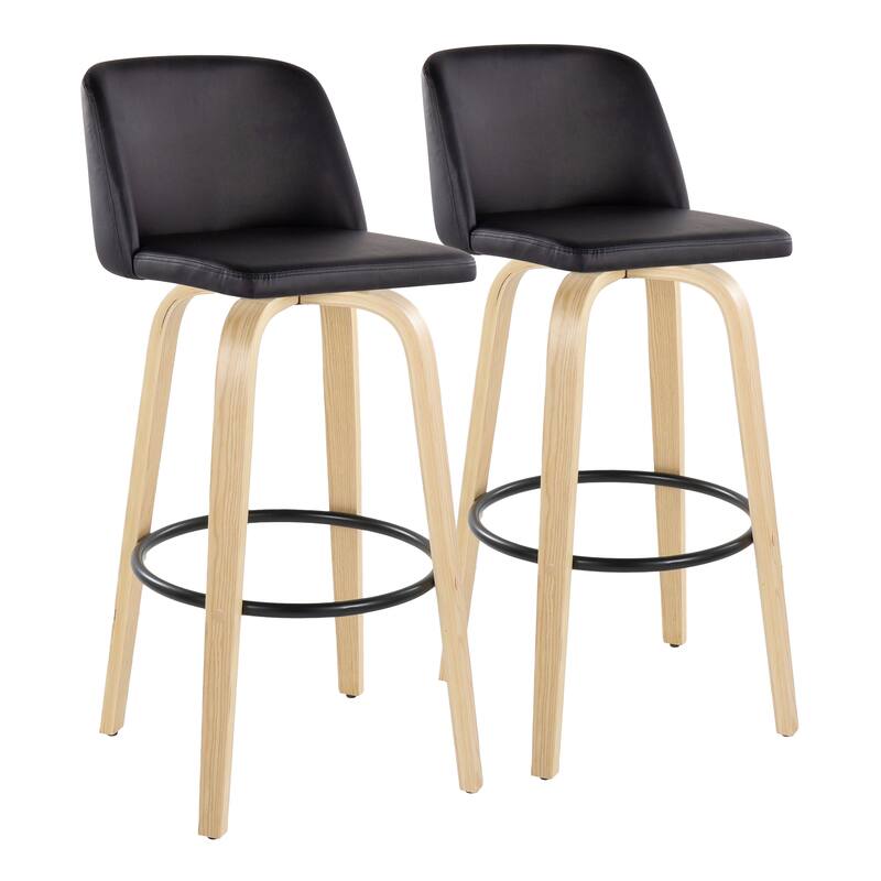 Carson Carrington Vallberga 30" Fixed-Height Bar Stool with Natural Wood Base (Set of 2)