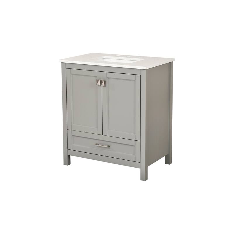 Bathroom Vanity with Sink, Storage Cabinet with Marble Countertop, Bathroom Vanities with Soft Close Doors and Large Drawer