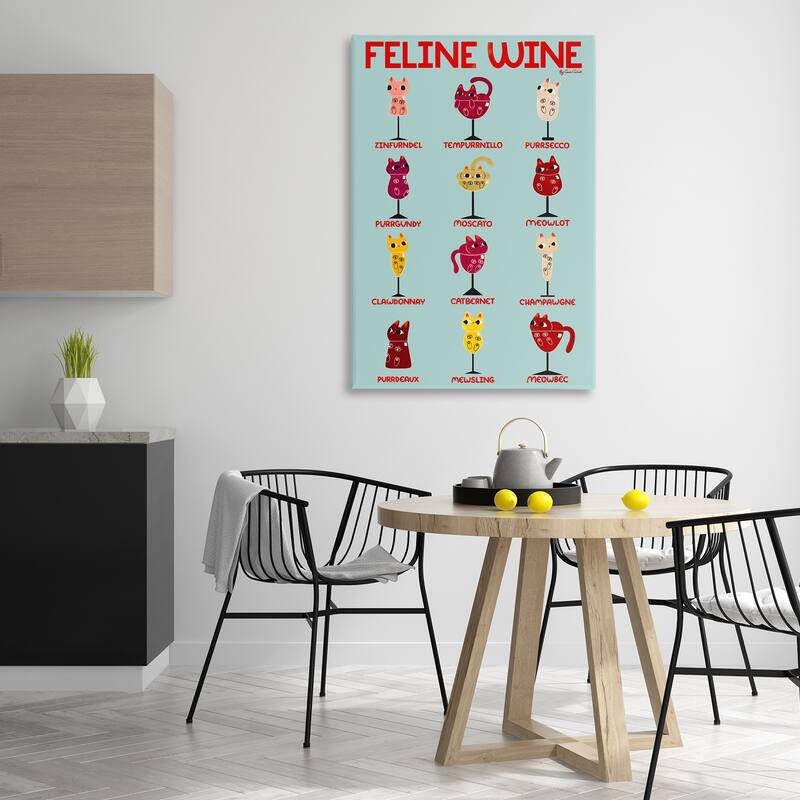 Stupell Clever Feline Wine Drinks Canvas Wall Art Design By Carrie Cantwell