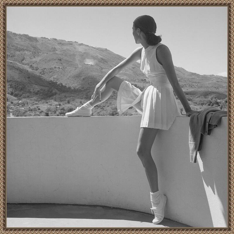 Woman in Tennis Outfit, 1947 by Toni Frissell Framed Canvas Wall Art Print