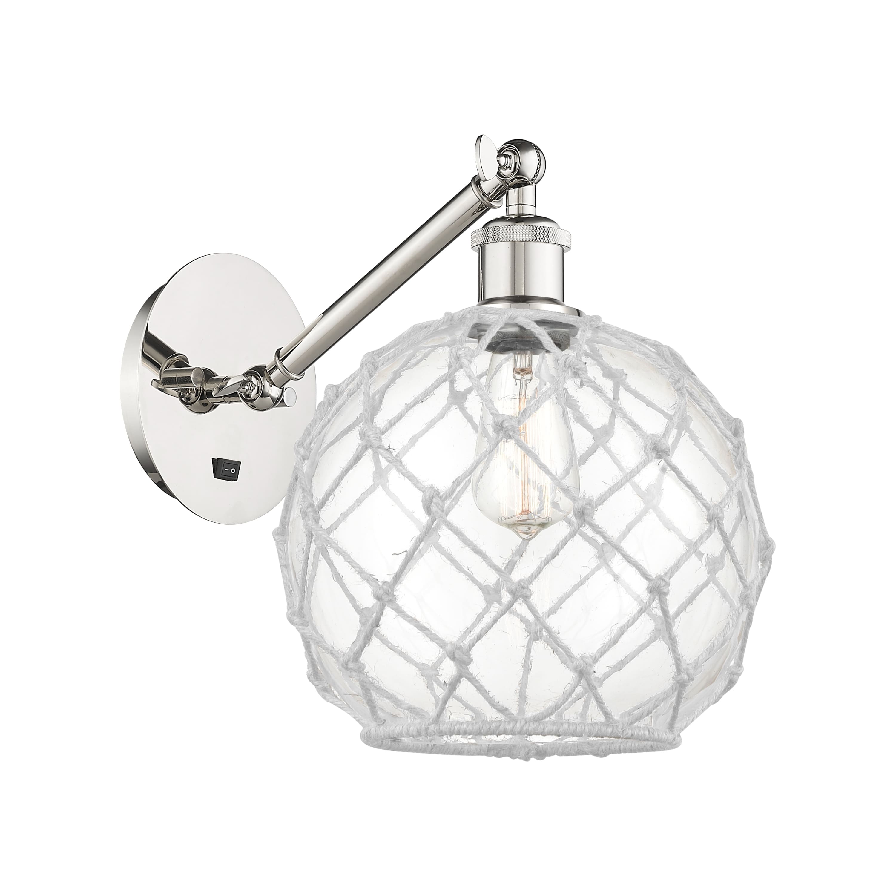 Option Clear Glass with White Rope / Polished Nickel