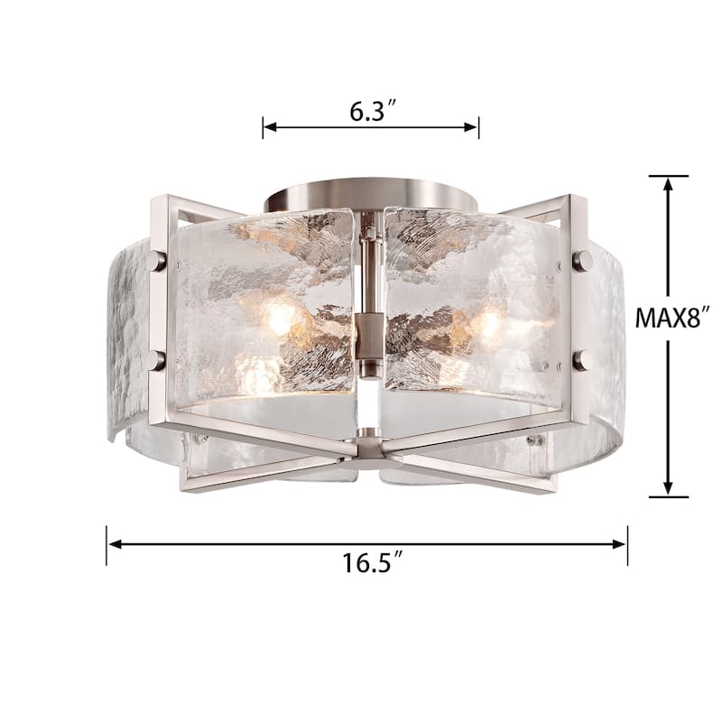 Laia 4-Light Metal Frame Textured Glass Panels Flush Mount