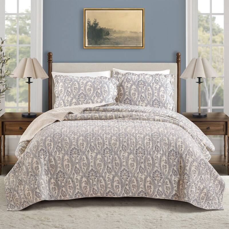 Spartina 449 Jonas Hundred 3-Piece All Cotton Scalloped Quilt Set
