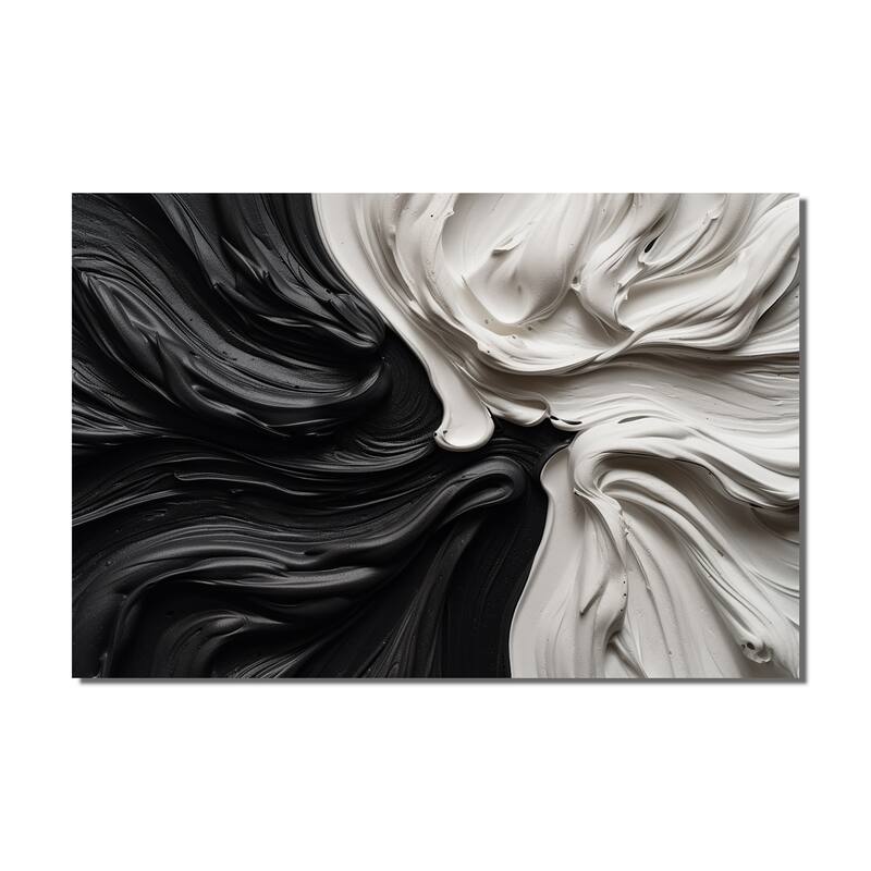 Designart "Black White Marbled Dreamscape Iv" Modern Geometric Wall Art Prints