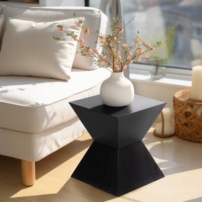 Sagebrook Home Modern Hourglass Chunky Solid Wood Pedestal Side Table - 16" x 16" x 18"