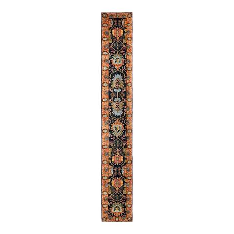 Hand Knotted Traditional Tribal Wool Orange Area Rug - 2' 8" x 14' 6"