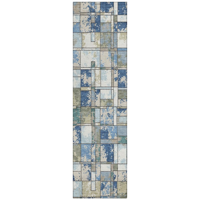 Machine Washable Indoor/ Outdoor Patchwork Chantille Rug