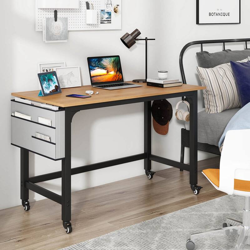 Costway 1/2/4 PCS Rolling Computer Desk Metal Frame PC Laptop Table