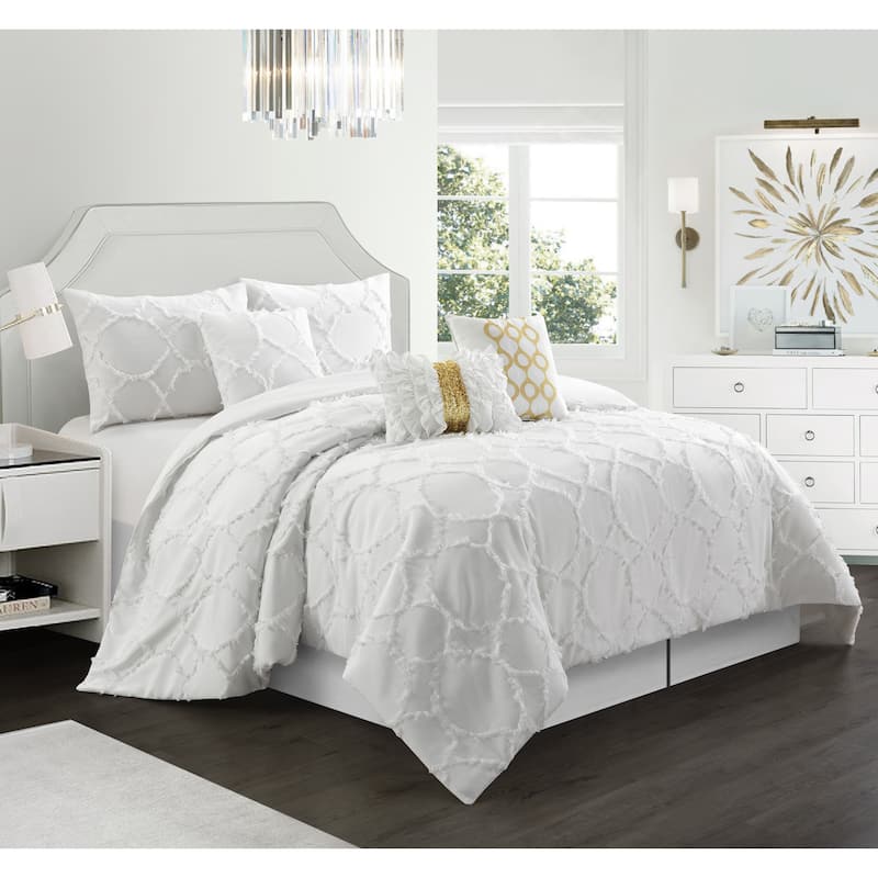 Nanshing Alexa 7-Piece Contemporary Comforter Set - White - Queen