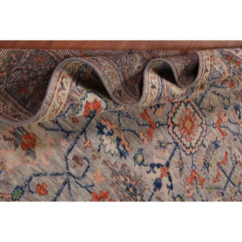 Gray Oushak Oriental Area Rug Hand-Knotted Wool Carpet - 8'0" x 10'2"
