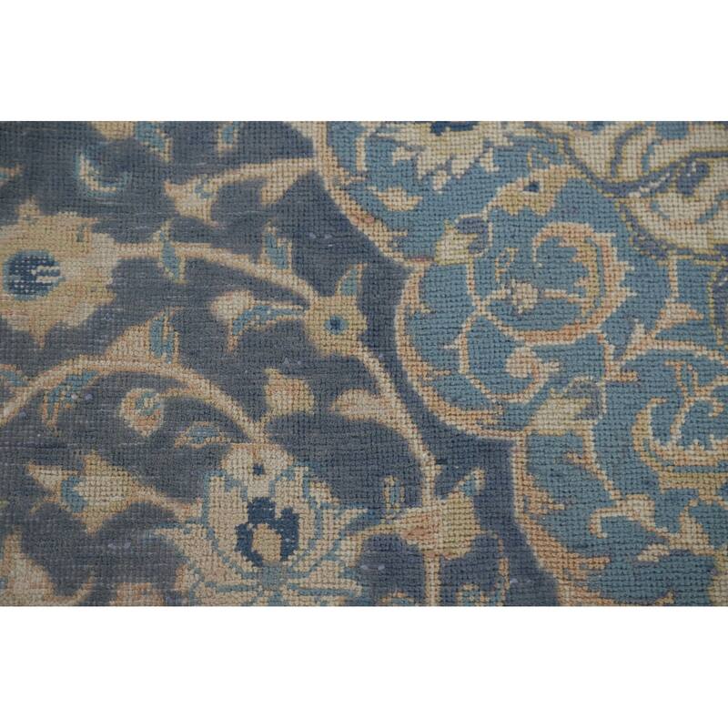 Hand Knotted Oriental 100% Wool Carpet Traditional Floral Navy Blue & Blues Sarouk Area Rug - 10' 4'' X 6' 8''