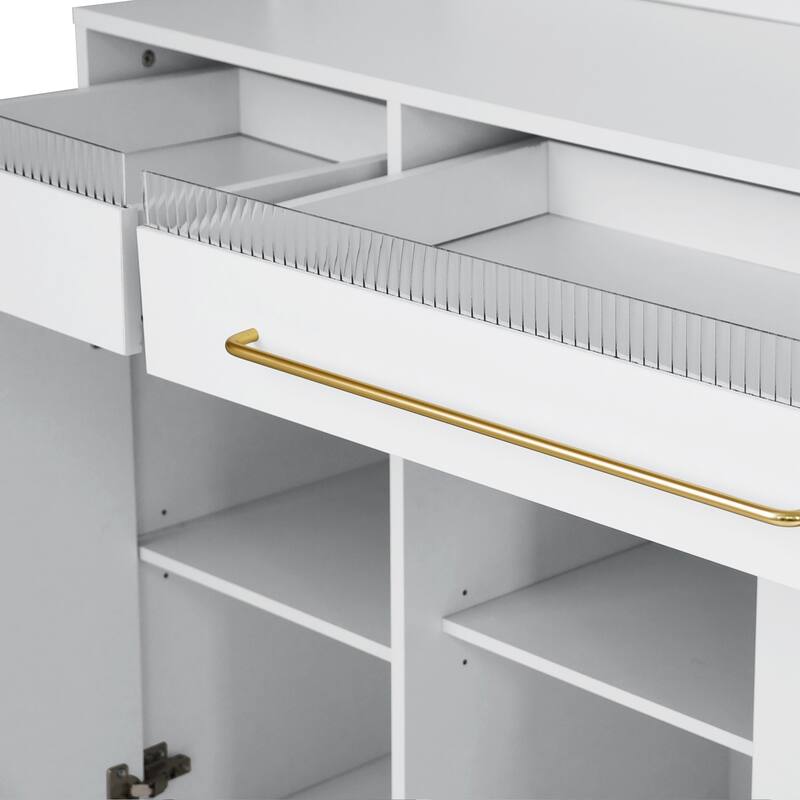 Freestanding 63'' W Buffet with Hutch, Large Coffee Bar Storage Cabinet with 6 Drawers, 5 Cabinets with Adjustable Shelves