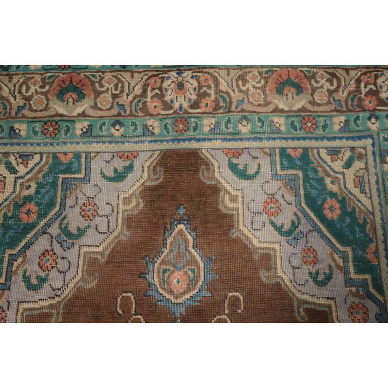Hand Knotted Oriental 100% Wool Carpet Traditional Floral Brown Tabriz Area Rug - 6' 6'' X 4' 7''