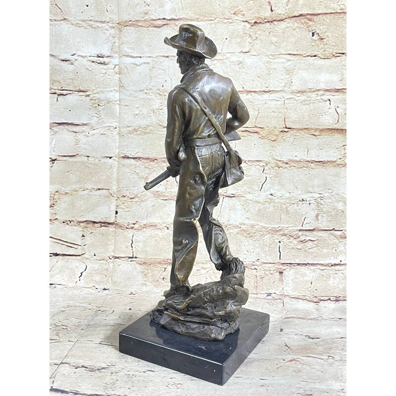 Bronze Marble Statue Sheriff Us Marshall Gun Wild West Pony Express Gun Decor