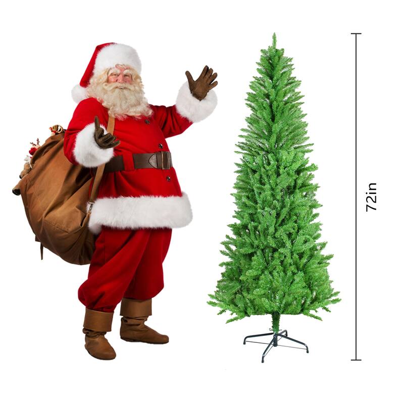6FT Classic Pencil Christmas Tree, 72-Inch Classic Pencil-Shaped Christmas Tree Suitable For Christmas