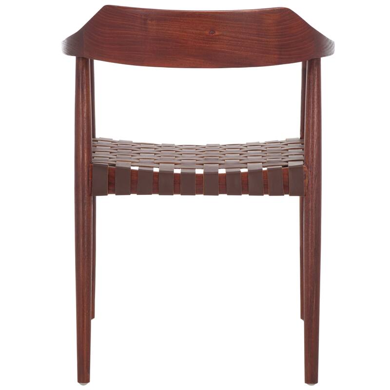SAFAVIEH Diana Solid Wood & Leather Accent Chair (Fully Assembled) - W22" x D21" x H29" - 22Wx21Dx29H