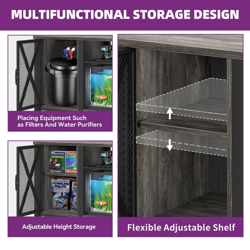 Aquarium Stand Cabinet 40-50/55-75 Gallon Fish Tank Stand with Power Outlets