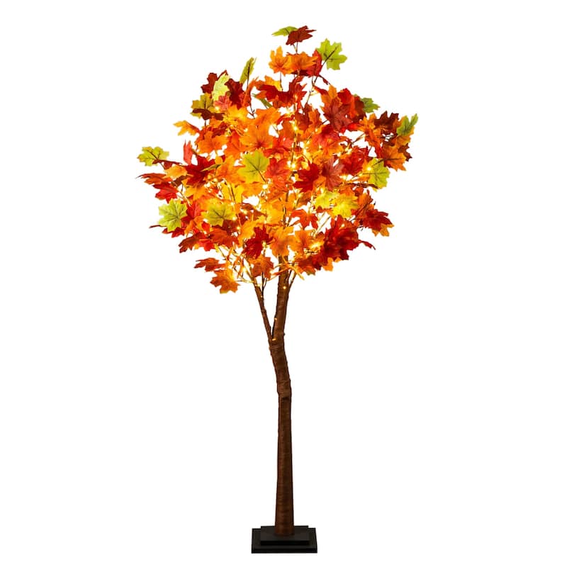 Pre-Lit Maple Artificial Fall Tree - 5' - Warm White LED Lights