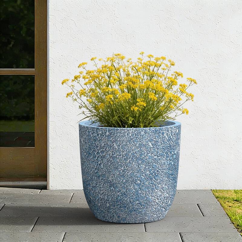 Upgraded Interior Concrete Round Planter with Drainage Holes