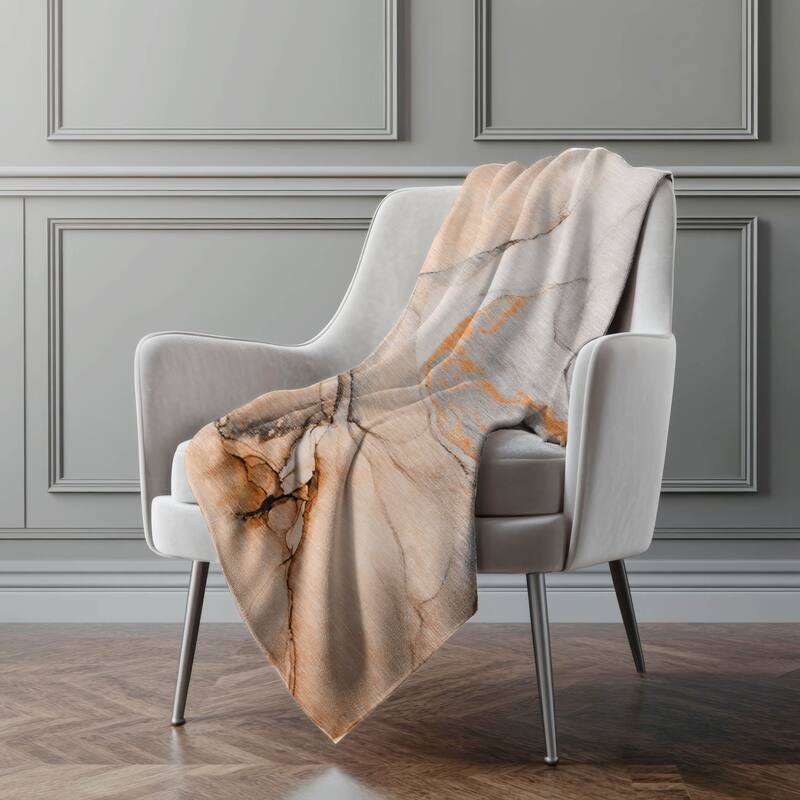 Premium Machine Washable Abstract Contemporary Sherpa Throw Blanket - Orange - 4'2" x 5'10"