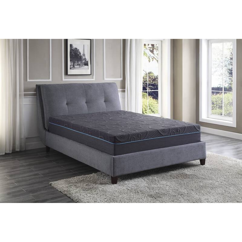 11-inch Eastern King Bed Mattress Gel-Infused Memory Foam Hybrid Mattress, Dark Gray, Mattress in a Box