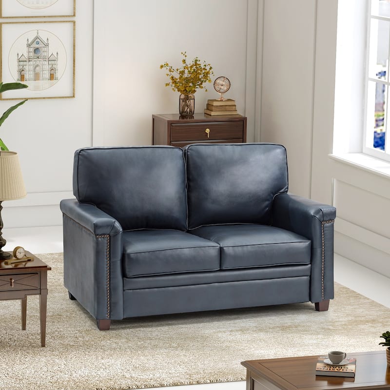 Irene Transitional Sofa with Nailhead Trim and Solid Wooden Legs - NAVY