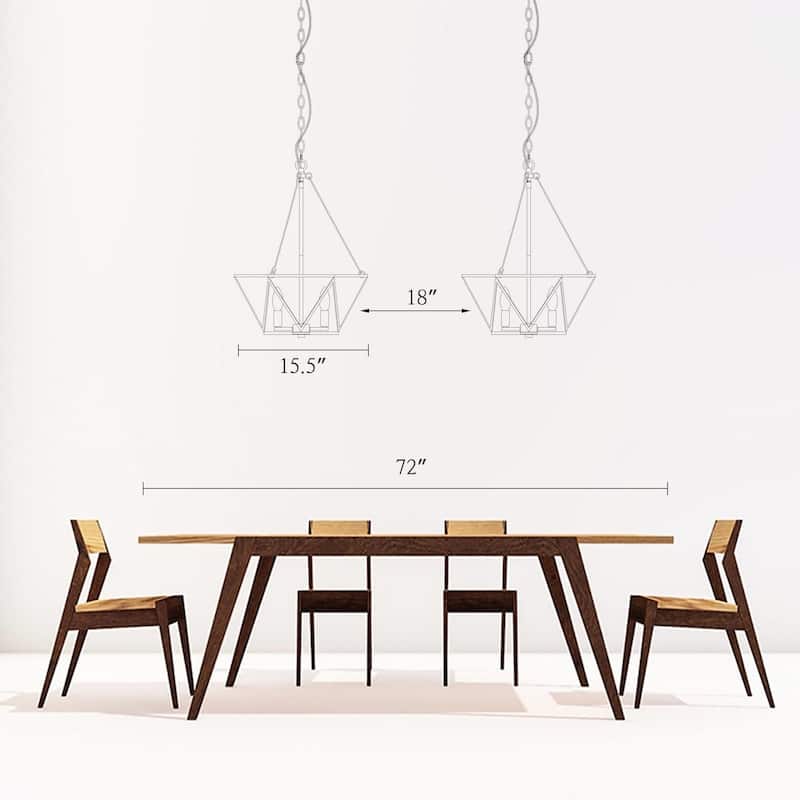 Zeci Modern Farmhouse 4-light Gold Lantern Chandelier Cage Ceiling Lights for Dining Room Foyer Entryway - D15.5'' X H81.5