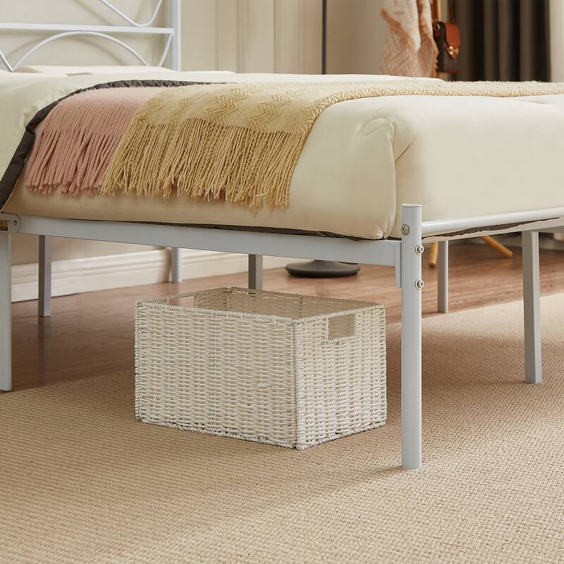 Javlergo Metal Platform Bed Frame with Elegant Headboard, Heavy Duty Steel Slats Support/No Box Spring Needed