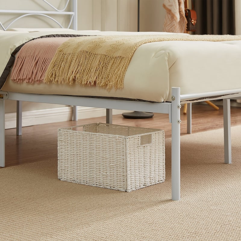 VECELO Metal Platform Bed Frame with Curved Headboard and Under-Bed Storage-No Box Spring Needed, Twin/Full/Queen Size