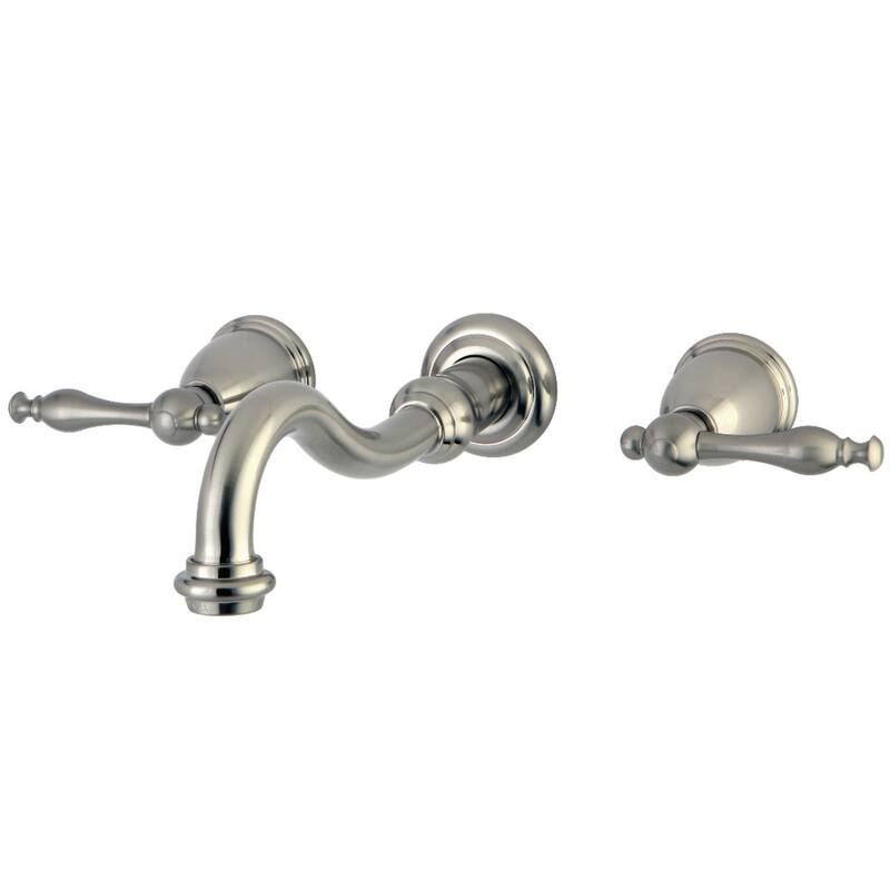 Kingston Brass Vintage Two-Handle 3-Hole Wall Mount Bathroom Faucet - Brushed Nickel