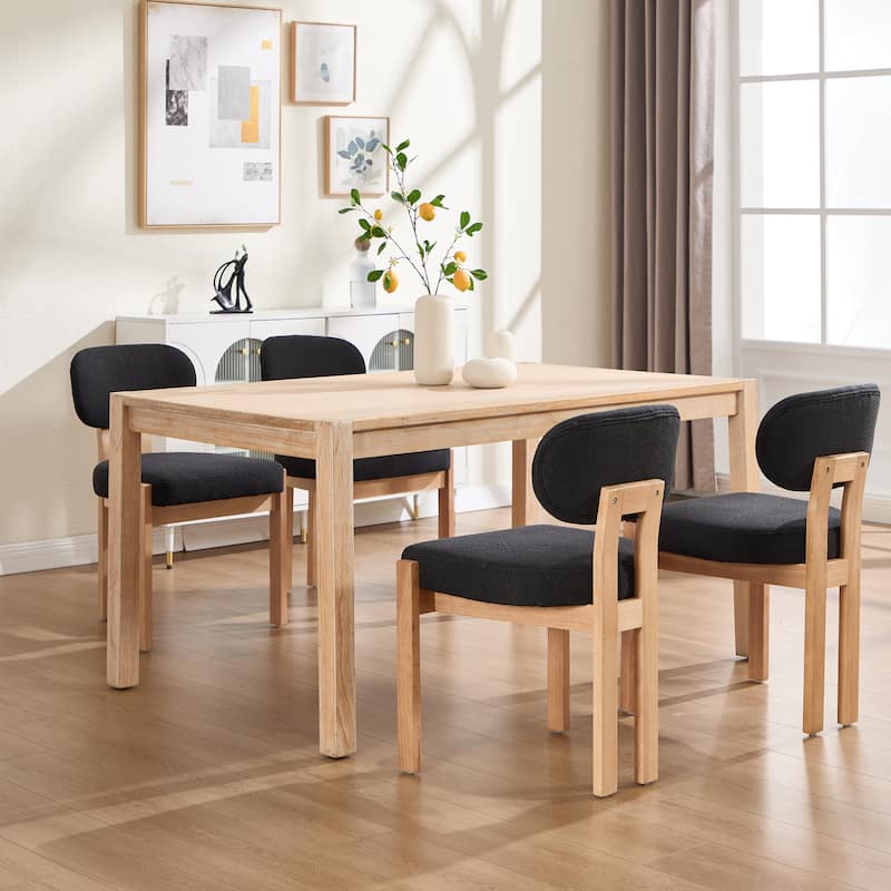 Wooden Dining Chairs Set of 2, Modern Fabric Upholstered Dining Room Chair Kitchen Chairs, Farmhouse Dinner Chair for Kitchen