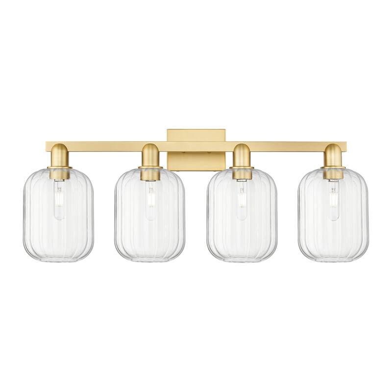 Innovations Lighting 716-4W-14-36 Preston Vanity Preston 4 Light 36" - Satin Gold / Clear