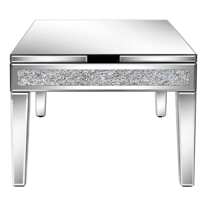 18" Lift Top Mirror Glass Coffee Table with Hidden Storage