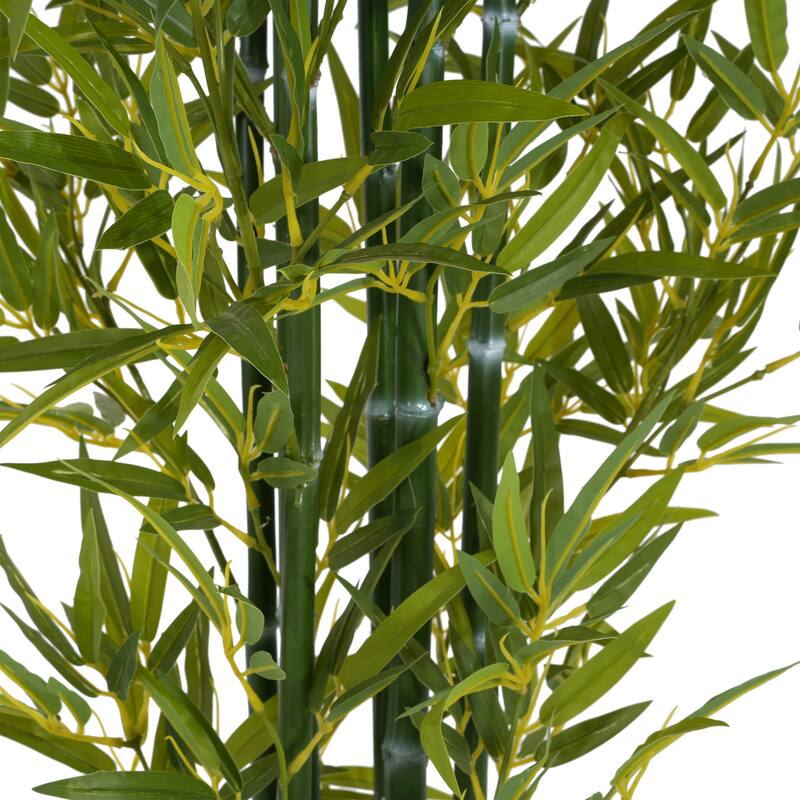 Roomfitters 72'' Artificial Bamboo Tree Set of 2, Tall Faux Indoor Plants with Black Plastic Pots for Home Decor, Green