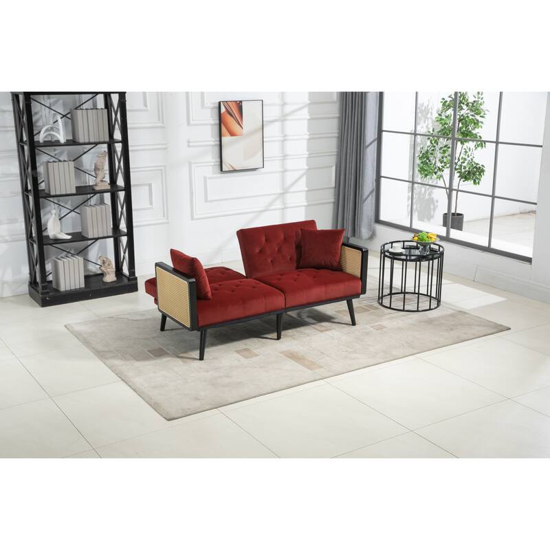 Velvet Loveseat Sofa Convertible Futon Sofa Bed Sleeper Twin Size with
