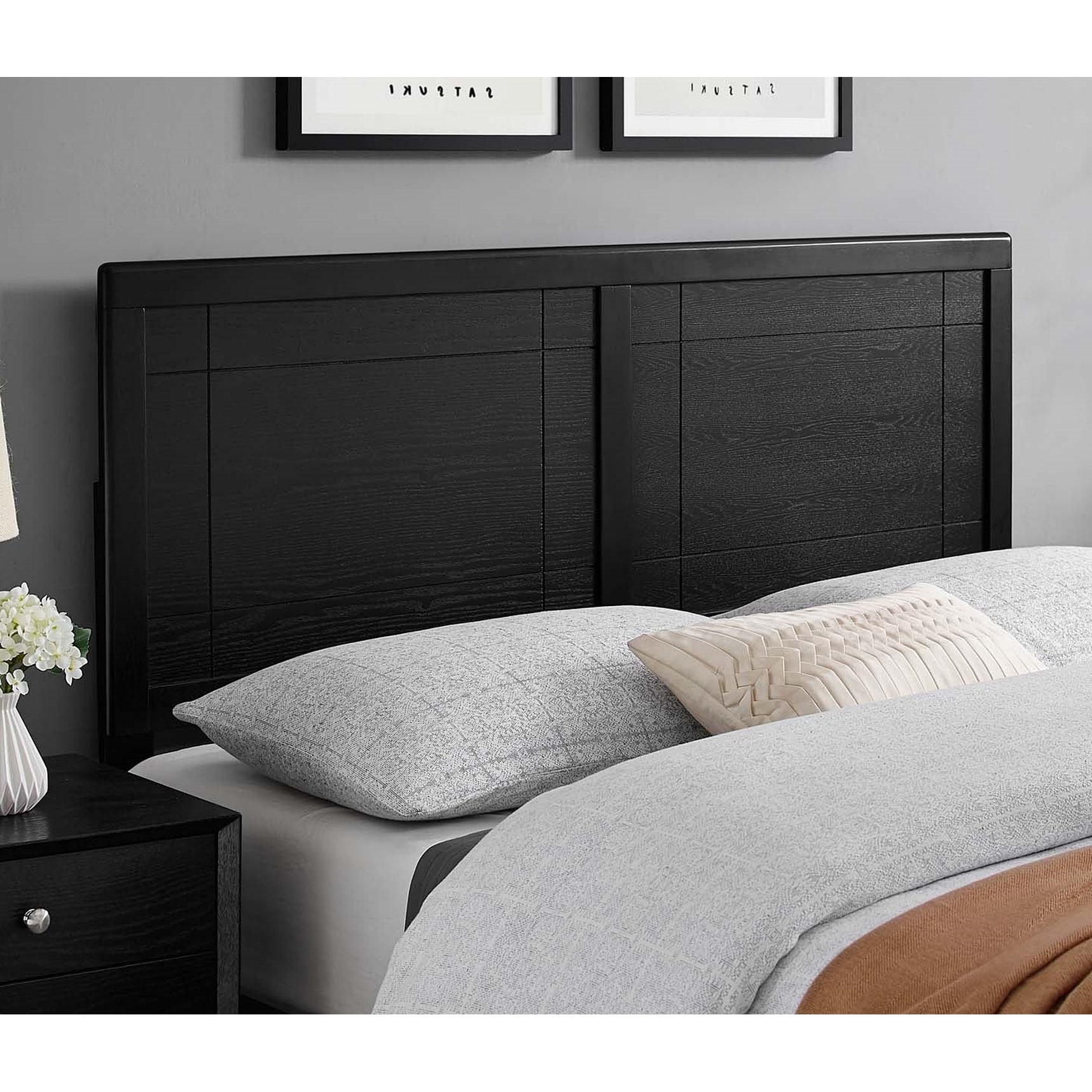 Black shop wood headboard