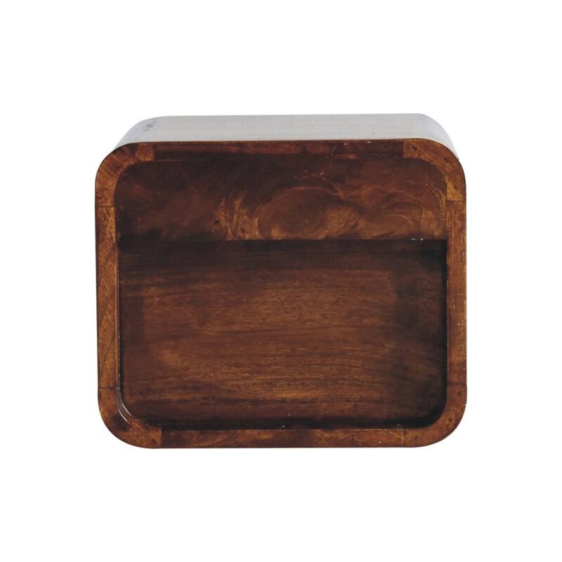 Extra Mini Wall-Mounted Curved Chestnut Nightstand