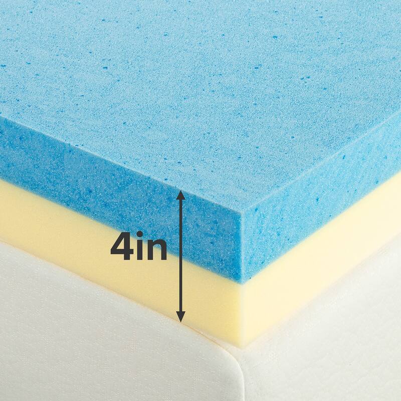 Priage by ZINUS 4 Inch Green Tea Cooling Gel Memory Foam Mattress Topper - Blue